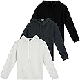 Real Essentials 3 Pack: Women's Fleece Long-Sleeve Pullover Hoodie Active Sweatshirt Kangaroo Pocket - (Available In Plus)