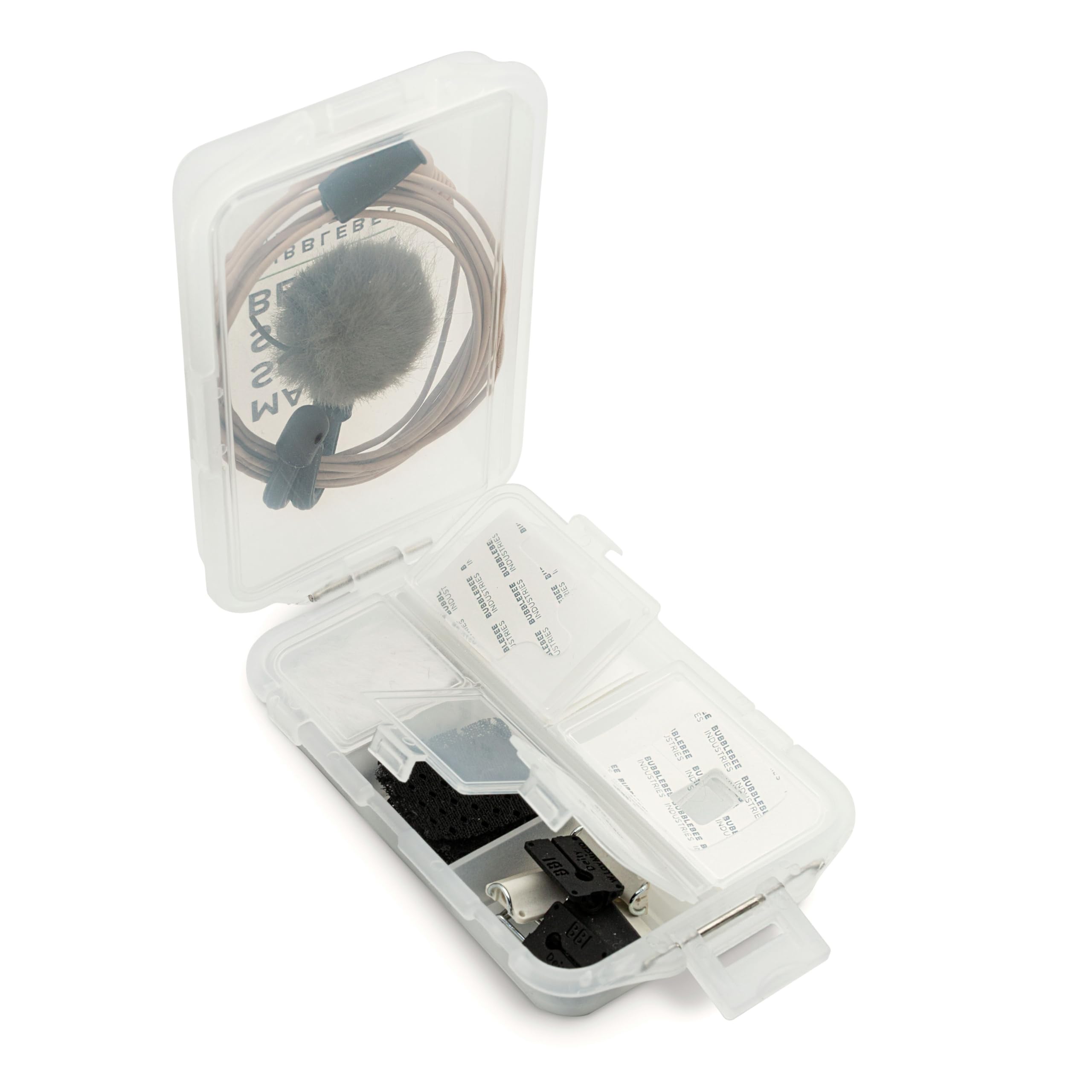 Photo 1 of Bubblebee Mic Accessory Case 2 Pk - Lav Mic and Accessories Case - 6 Compartment Transparent Microphone Audio Gear Storage Box for Content Creators, Videographers, Audio Engineers & Filmmakers