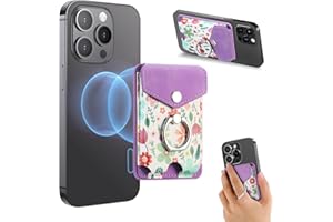 Giumel Magnetic Wallet with Phone Ring Stand, Compatible with Mag-Safe Wallet, with Privacy Flip Cover and Super Strong Magnetic Force. Magnetic Wallet for iPhone 15/14/13/12 for Girl Women Purple