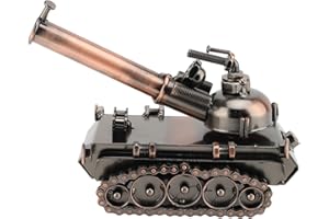 GLOGLOW Nan 3D Metal Tank Building Model, Handcrafted Iron Tank Sculpture for Office and Home Decor, Unique Military Desk Orn