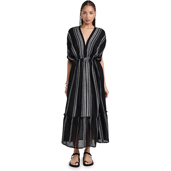 open lace back dress lemlem Women's Leliti Short Plunge Neck Dress, Black, XS at Amazon Women's  Clothing store
