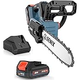 SENIX Chainsaw Cordless, 20V 10" Battery Chainsaw, Brushless Chain Saw, Includes 2.5Ah Battery & Charger, Garden Tool for Tree, Pruning, Branch Cutting, Yard, Fathers Day Gift, CSX2-M1