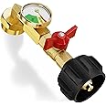 CALPOSE Propane Refill Adapter With Valve and Gauge - Fill 1 Pound Bottles From 20lb Tank, Fits QCC1/Type1 Tank and 1 lb Thro