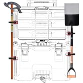 2 Pcs Toolbox Side Rail Bracket, Long Handle Tool Holder Fit for Milwaukee Packout System, Quick-Release Metal Rubber Clamp Mount for Axe, Shovel, Extension Pole &amp; Conduit Bender