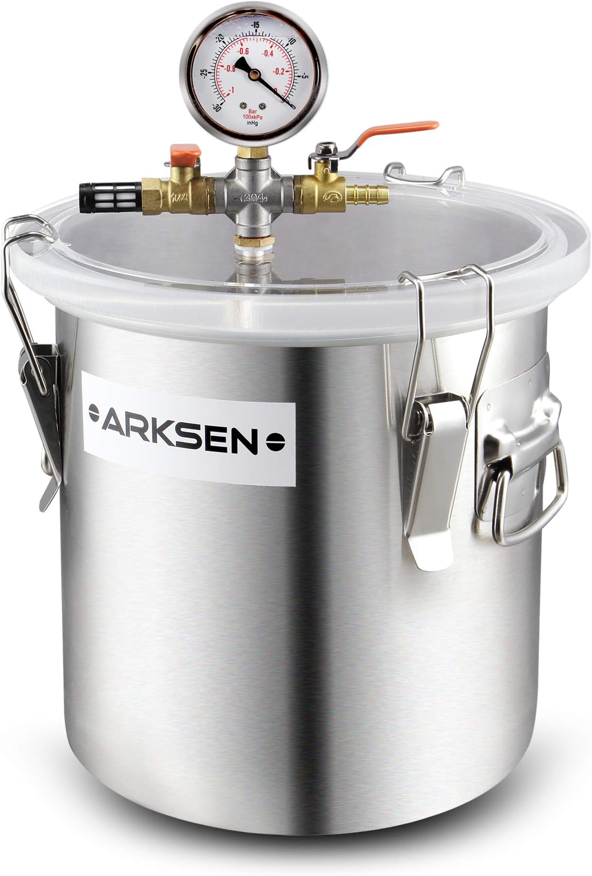 Arksen 5 Gallon Vacuum Chamber Stainless Steel Degassing Urethanes Resins Silicone Epoxies Lid Kit w/ 50 Micron Air Filter