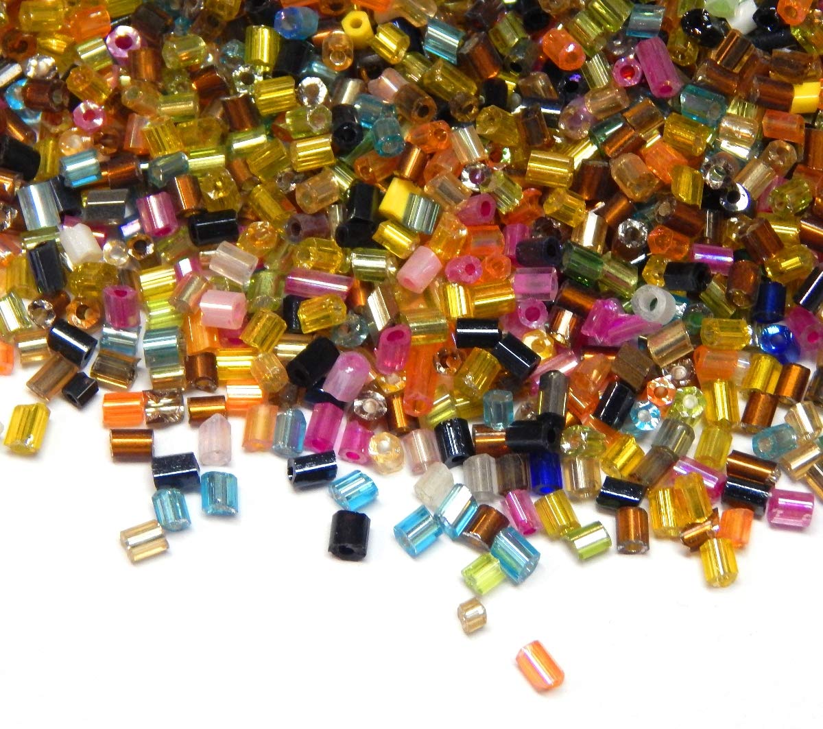 4500 pieces glass seed beads, 2 mm x 1.7 mm pin beads, tubes, rods, pony beads, mixed colour, seed beads