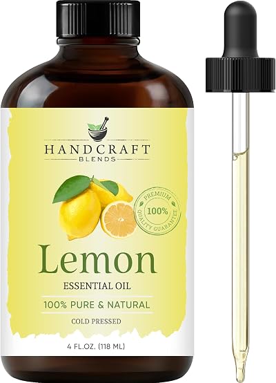 Handcraft Blends Lemon Essential Oil 118 ml Pure Therapeutic Grade Glass Dropper