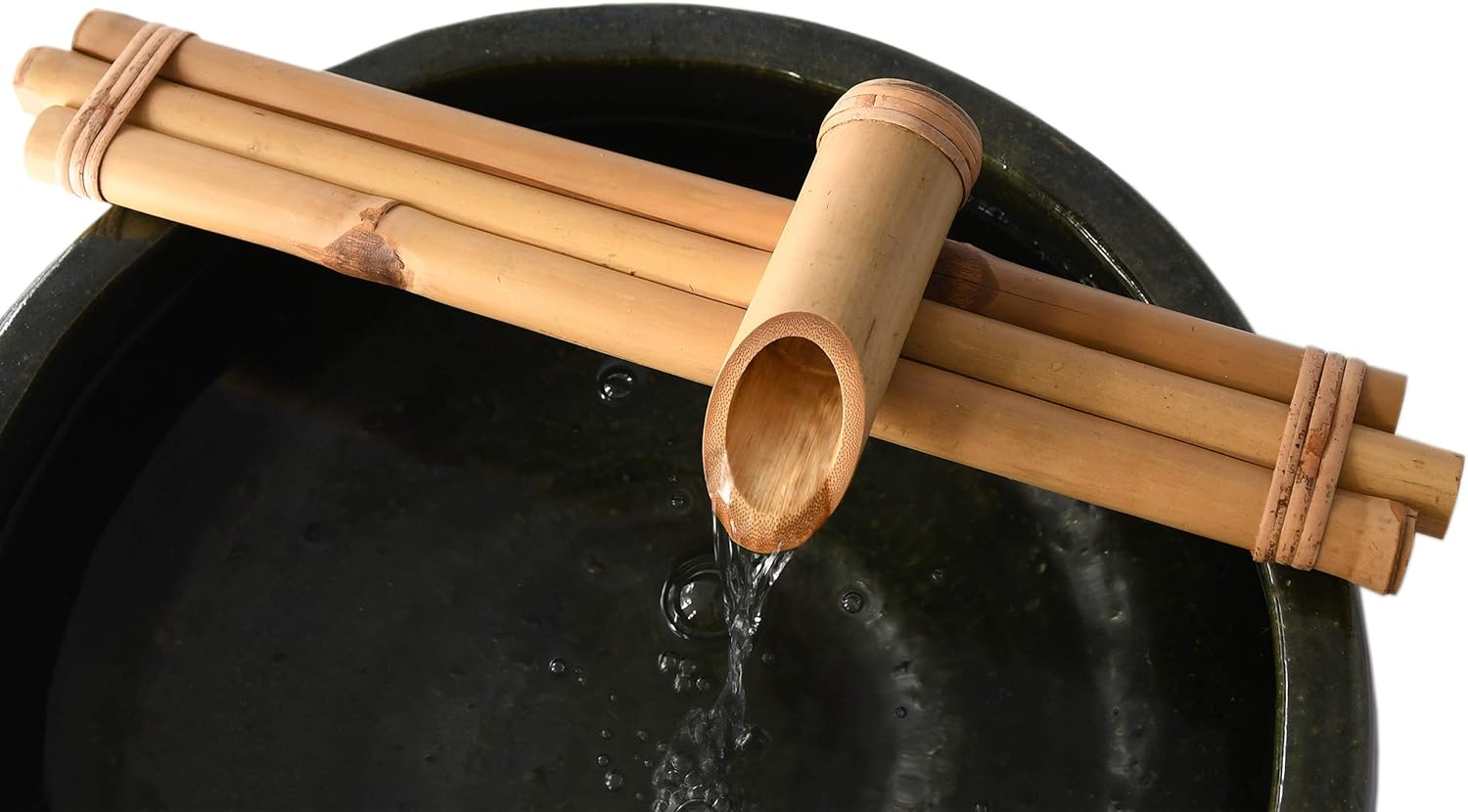 Bamboo Accents Water Fountain & Pump Kit – 18 inch, 3 Arm Style Split-Resistant All Natural Bamboo – DIY Indoor/Outdoor Zen Garden - Fits 15-30 inch Bowl (not Included) : Outdoor Fountain Accessories : Garden & Outdoor