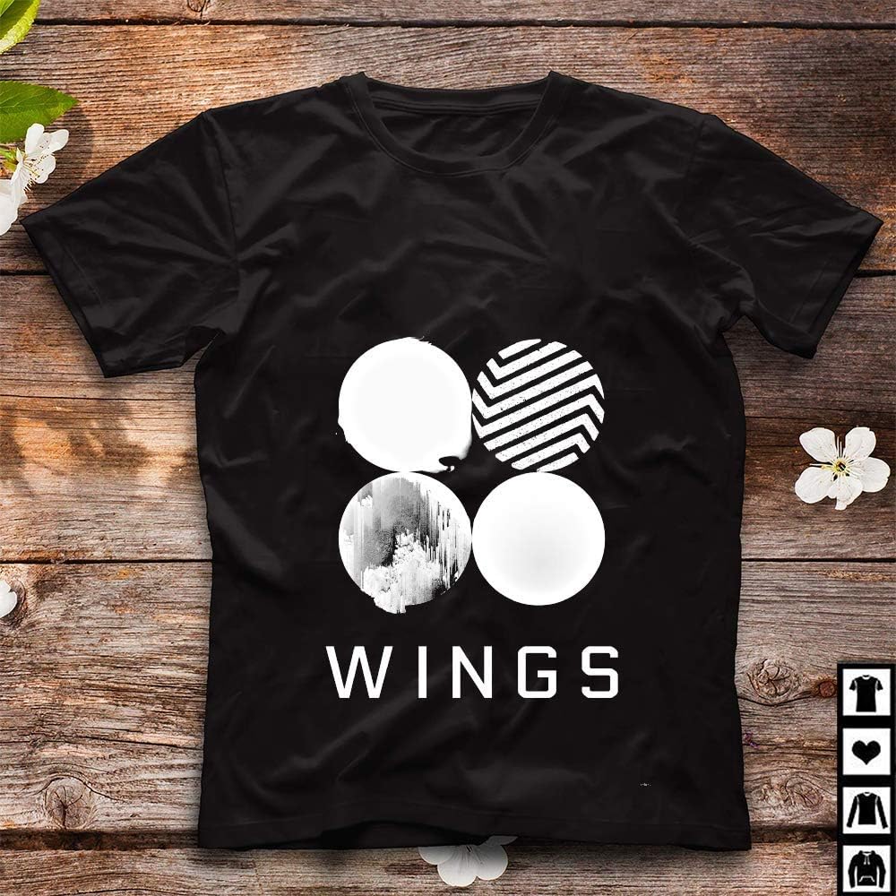 Bts Wings Logo Black 45 Short Sleeve T Shirt For Unisex