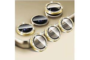Kucheed Bling Camera Lens Protector for Samsung Galaxy A14/A24/A34/A54, Tempered Glass Camera Cover Screen Protector, Glitter Automatic Alignment Individual Metal Rings Film Stickers