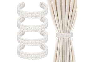 Nfvjfxz 4pcs Braided Curtain Tiebacks Rustic Boho Curtain Holdbacks Farmhouse Handmade Cotton Linen Tie Backs Holders for Hom