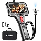 Two-Way Articulating Borescope Camera with Light, 0.25in Slim Probe, Industrial Endoscope Inspection Camera with Light, 5.3FT Flexible Snake Scope for Automotive, HVAC and Aircraft Mechanics