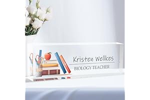 Custom Desk Name Plate Personalized, Acrylic Name Plates for Desk, Office Decor Personalized Gifts for Teacher Coworkers Boss
