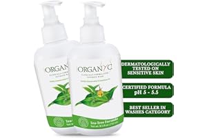 ORGANYC Organic Intimate Wash with Tea Tree Oils & Leaf Extracts, Gentle Cleansing Feminine Wash for Women with Sensitive Skin, Soothing pH Balance Feminine Wash, 8.5 fl oz, Pack of 2