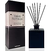 Urban Naturals BlackBerry Vanilla Reed Diffuser Set – Ripe Blackberries, Warm Vanilla & Patchouli – 5 Ounce Sleek Black Rectangular Refillable Glass Bottle – Made in The USA