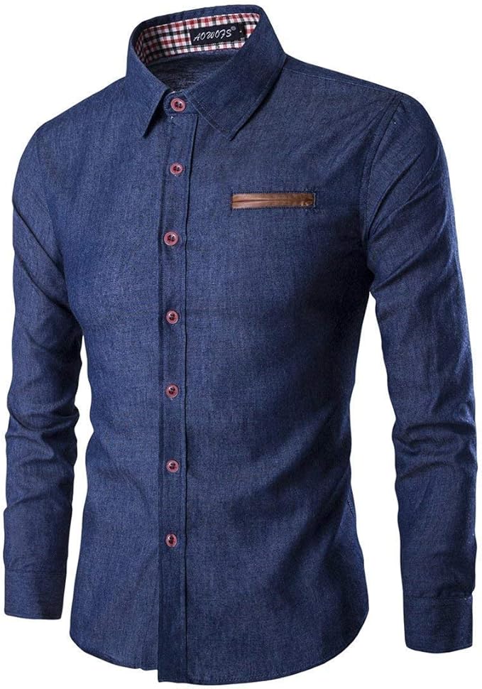 Men's Men Slim Fit Denim 100 Cotton Long Comfortable Sizes Sleeve