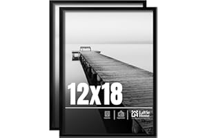 LaVie Home 12x18 Picture Frame 2 pack, Display Pictures 12 x 18 Poster Frame, 12x18 Black Photo Frame with HD Plexiglass, Display Frame for Vertical or Horizontal, Classic Collection