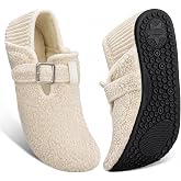 ATHMILE Slippers for Women Men Adjustable Wide Diabetic House Slippers | Comfy Fuzzy Teddy Fleece Slipper Socks Slip on House Shoes Non-Slip Indoor Outdoor for Home Travel Yoga Hospital