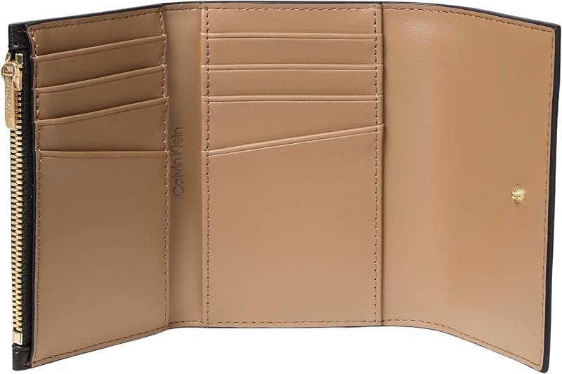 Portefeuille Foil à Trois Volets avec Poche zippée pour Femme, Noir (Noir/Noix de Coco grillée), Taille Unique, Noir (Noir/Noix de Coco grillée), One Size
