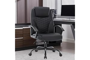 ESTRUCO Office Chair 300lbs Wide Seat Executive Office Desk Chair High-Back Office Task Chair with Armrest Swivel, Ergonomic Lumbar Support Computer Office Chairs for Heavy People(Dark Black)