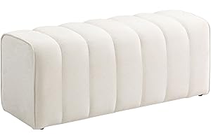 HOMCOM 43" Modern Bedroom Bench, Upholstered End of Bed Bench, Load up to 485 lbs, Channel Tufted Ottoman, Footrest for Bedro