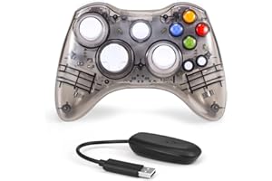 PAWHITS Wireless Controller Compatible for 360 Double Motor Vibration Wireless Gamepad Gaming Joypad Connected with A Receiver Transparent Black