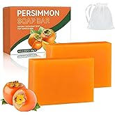 Persimmon Soap Bars 2 Pack – Refreshing Body & Face Cleansing Bar with Green Tea & Persimmon, Gentle Daily Wash, Fresh Scent 