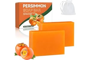 2 Pack Persimmon Soap Bars – Refreshing Body & Face Wash with Green Tea, Cleanses Sweat & Stubborn Body Odors, Gentle Daily S