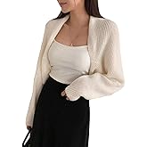 SweatyRocks Women's Open Front Cropped Cardigan Long Sleeve Bolero Shrug Sweater