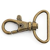 CRAFTMEMORE Swivel Lobster Claw Clasps Classic Trigger Snap Hooks CS10 Purse Landyard Clip 5/8" 3/4" 1" Pack of 10 (1 Inch, Antique Brass)