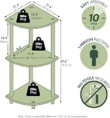 Furinno Turn-N-Tube Corner Shelf 3-Tier Espresso Display Storage Shelves view 3