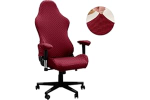 BIETYONE Gaming Chair Covers (No Chair),Office Computer Chair Cover,Jacquard Stretch Prevent Cat Scratching Computer Chair Slipcovers,for Gamer Computer Chair Replacement Protector Cover,Wine Red