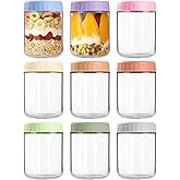 COYACOOL Overnight Oats Containers with Lids, 16oz Wide Mouth Mason Jars with Lids, 9 Pack Glass Jars with Airtight lid for Chia Pudding Yogurt Salad, Meal Prer Oatmeal Jars