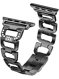 Secbolt Bling Band Compatible Apple Watch Band 42mm iWatch Series 3, Series 2, Series 1, Diamond Rhinestone Stainless Steel Metal Wristband Strap 4 Colors Available