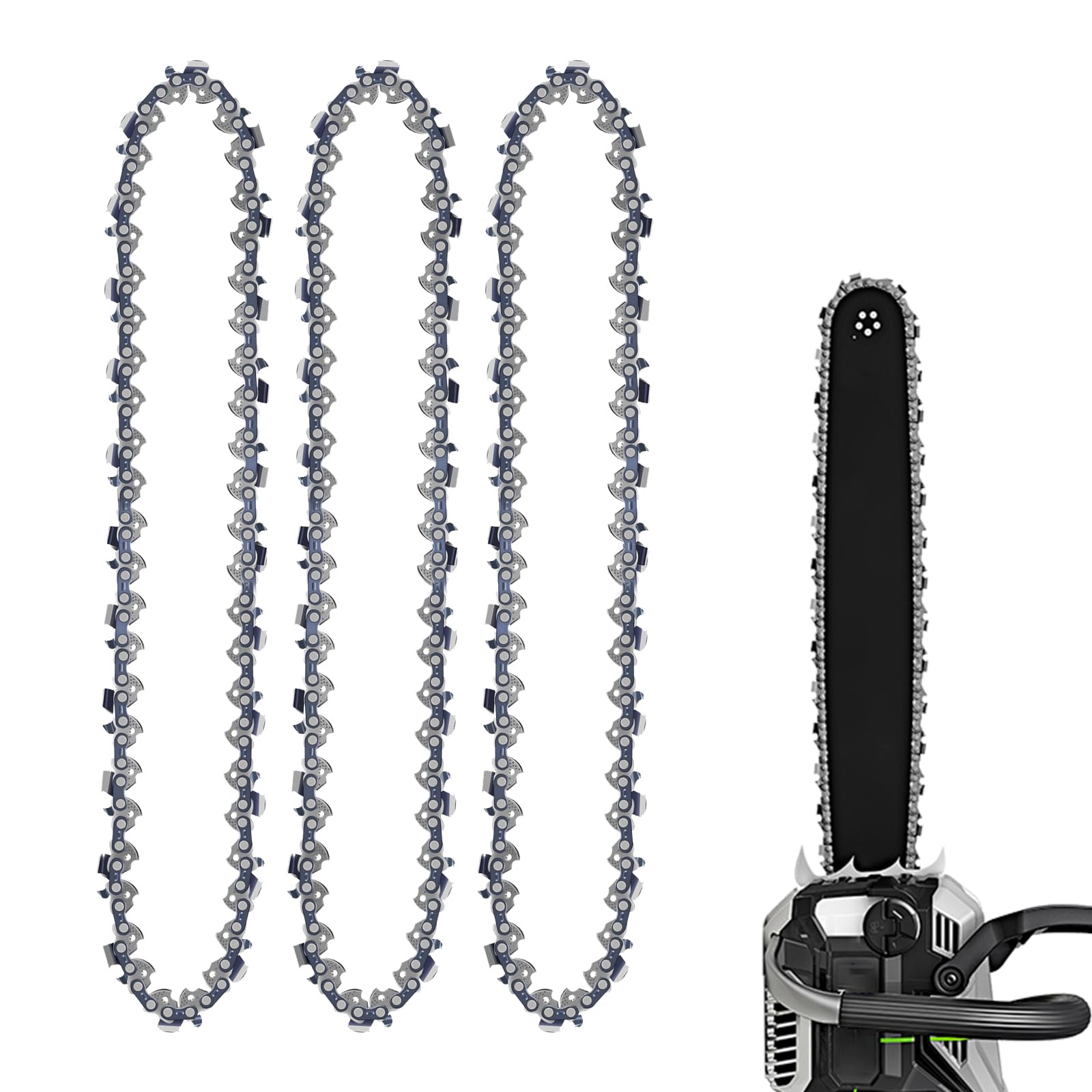 3 PCS Chainsaw Chain 12 Inch 3/8" LP Pitch .050" Gauge 45 Drive Links Right Angle Cutterhead Titanium Alloy Replacement Chain Saw Blades for 34cm Chain Guide Plate