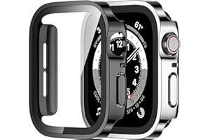Amizee 2 Pack Compatible with Apple Watch Case SE 3/2/1 Series 6/5/4 44mm with Built-in Screen Protector, Ultra-Thin Hard PC Straight Edge Anti-Scratch Protective Cover for iWatch (Black/Silver)