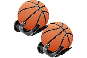 Miocololy Basketball Wall Holder, Football Display Stand Holder Wall Mount Hoop Storage Rack Organizer for Boys' Bedroom Accessories Man Cave and Decor (Black)