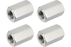 HiPicco Hex Coupling Nuts, M12 x 1.75-Pitch 30mm/1.18" Length Metric Coarse Thread, 4 Pack 304 Stainless Steel Rod Coupling Nut for Threaded Rods & Studs
