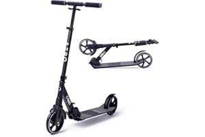 AERO MOBILITY Aero Big Wheel Scooters for Kids Ages 8-12, Teens and Adults. Manual Kick Scooter for Boys and Girls, with Hand Brake, Rubber Mat, Shock Absorption, Foldable and Height Adjustable