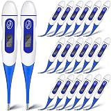 TrelaCo 20 Pcs Thermometer for Adults Digital Oral Thermometer for Fever Basal Body Fast Reading Flexible Tip for Underarm Rectal Mouth Temperature Measurement