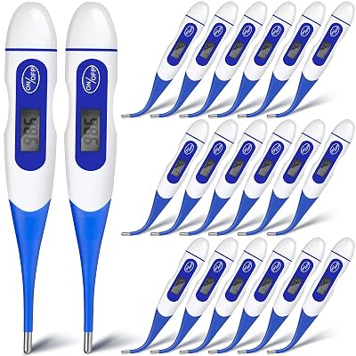 TrelaCo 20 Pcs Thermometer for Adults Digital Oral Thermometer for Fever Basal Body Fast Reading Flexible Tip for Underarm Rectal Mouth Temperature Measurement