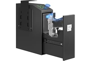 RIFLEWELL Biometric Gun Safe for Pistols, Quick Access Gun Safe for Handgun with Mute Function, Auto Sliding Door Handgun Safe for Pistol, LED Light, PIN Code, Gun Lock Box for Car, Desk, Bedside