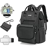 unelmoi Diaper Bag Backpack for Extended Trips, Detachable Changing Pad, Large Opening Multifunctional (Black)