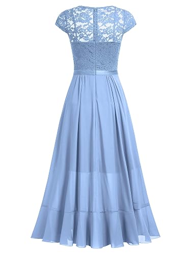 miusol women's v neck elegant lace ruffle bridesmaid maxi dress Miusol Women's Plus Size V-Neck Floral Lace Bridesmaid Maxi Dress, Ruffle Design for Formal Events