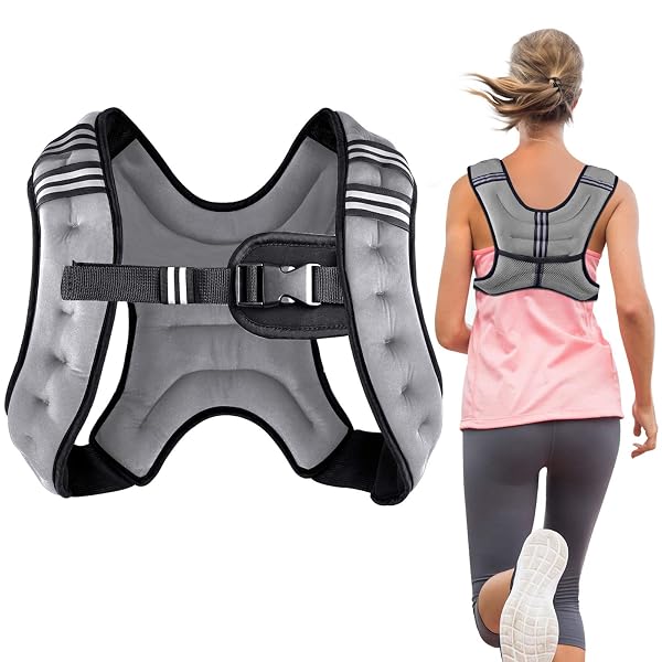HENKELION WEIGHTED VEST WEIGHT VEST FOR MEN WOMEN KIDS WEIGHTS INCLUDED, BODY WEIGHT VESTS ADJUSTABLE FOR RUNNING, TRAINING WORKOUT, JOGGING, WALKING – GREY – 8 LBS