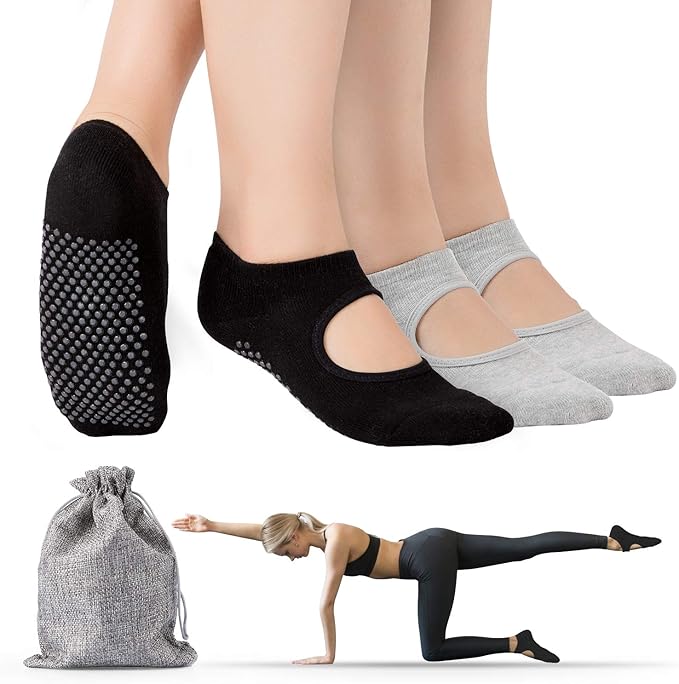 Amazon.com: Tusscle Calcetines de yoga, antideslizantes, con ...