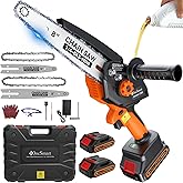Mini Tree Saw Cordless Electric: 8 Inch & 6 Inch Brushless Chainsaw with 2 Pack Rechargeable Batteries, Battery Powered Hand Held Chain Saw for Wood Cutting, Valentine’s Day