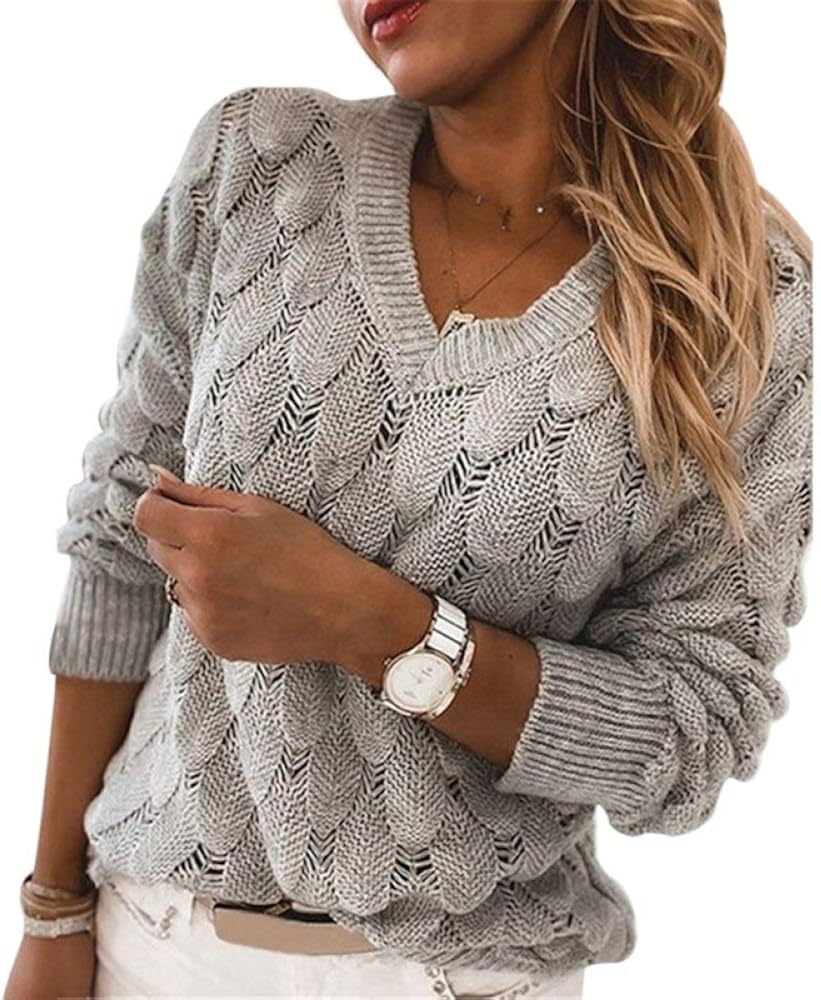 Damen Strickpullover Mit V-Ausschnitt - Eleganter Winterpulli In S-XXL