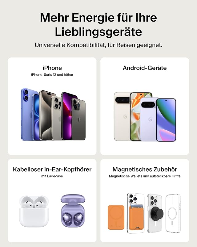 BoostCharge 5000mAh Magnetische Power Bank mit Magnetring – Schwarz