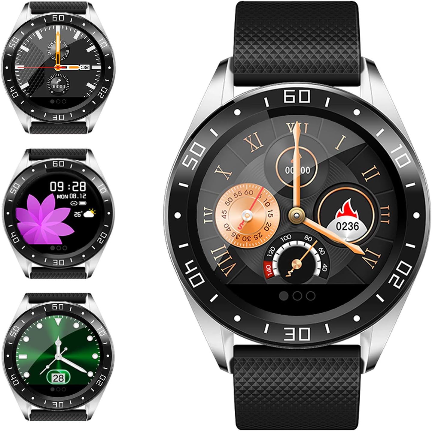 jpantech Smart Watch Fitness Tracker with Blood Pressure and Heart Monitor, Waterproof Activity Trackers with Sleep Monitor & SMS Call Notification, Smart Watch for Android iOS, men women（Silver）